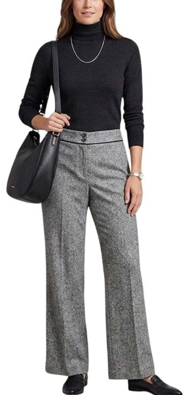 VTG EDDIE BAUER Blakely Fit Wool Blend Wide Leg Gray Trouser Pants SZ 14